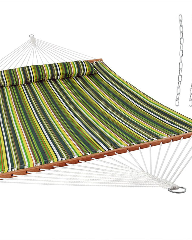 Green And Yellow Striped Double Hammock
