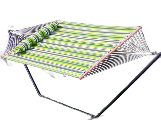 Green And Yellow Striped Double Hammock