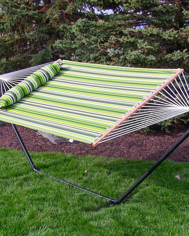 Green And Yellow Striped Double Hammock