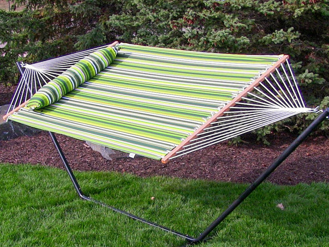 Green And Yellow Striped Double Hammock