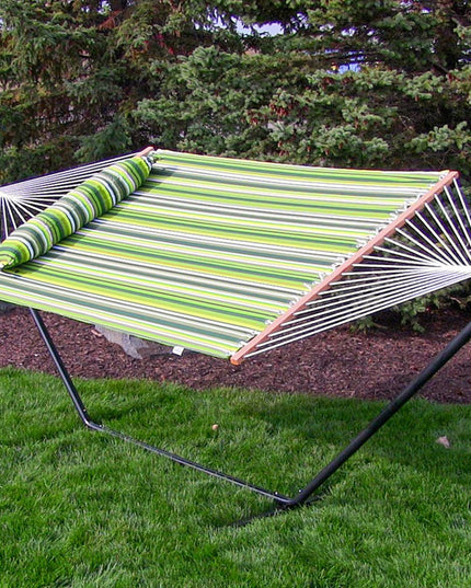 Green And Yellow Striped Double Hammock