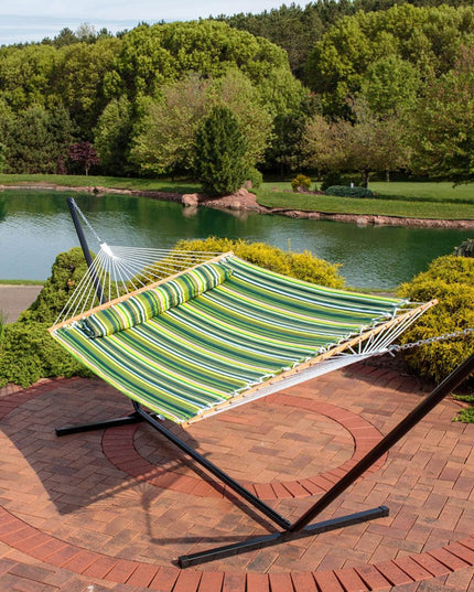 Green And Yellow Striped Double Hammock