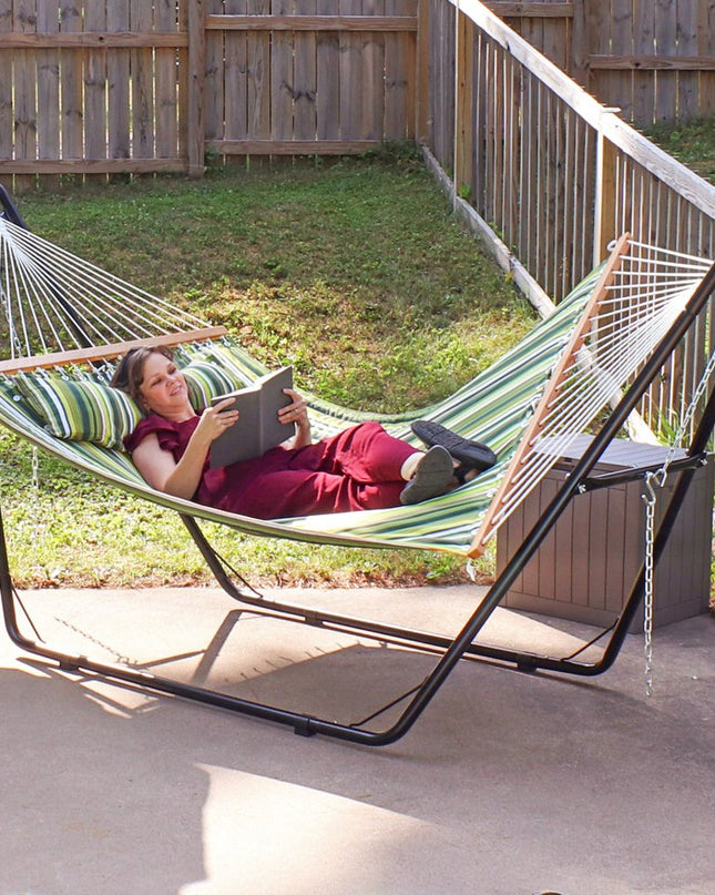 Green And Yellow Striped Double Hammock