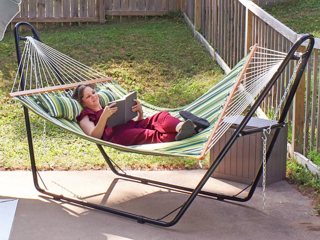 Green And Yellow Striped Double Hammock