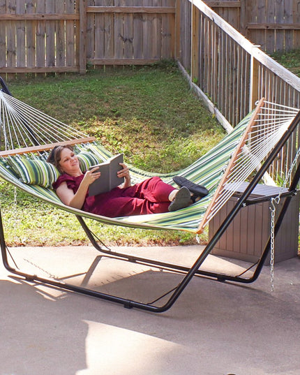 Green And Yellow Striped Double Hammock