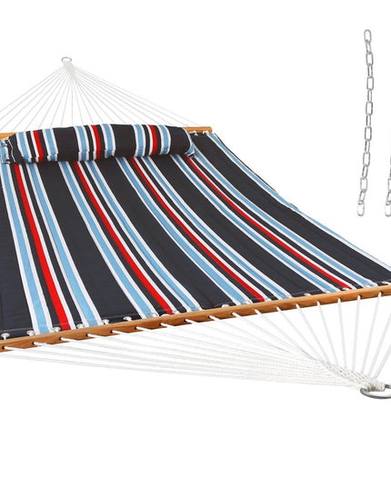 Blue Red And White Striped Double Hammock