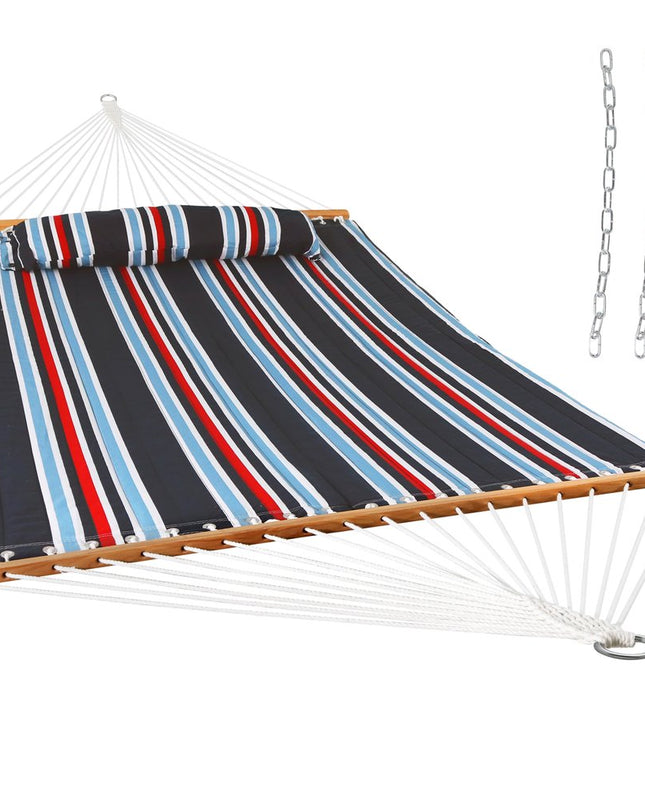 Blue Red And White Striped Double Hammock