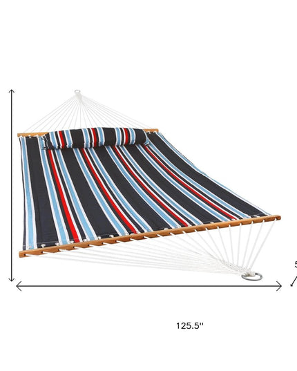 Blue Red And White Striped Double Hammock
