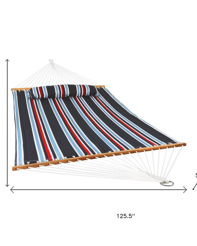 Blue Red And White Striped Double Hammock
