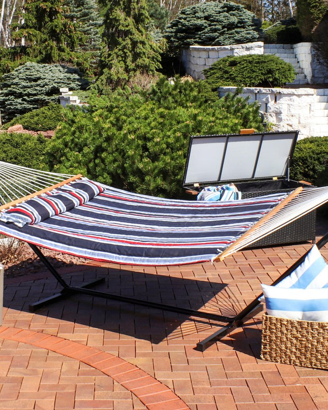 Blue Red And White Striped Double Hammock