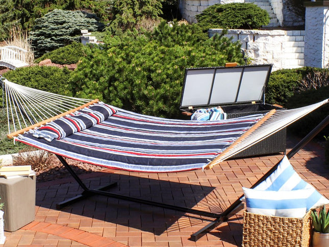 Blue Red And White Striped Double Hammock
