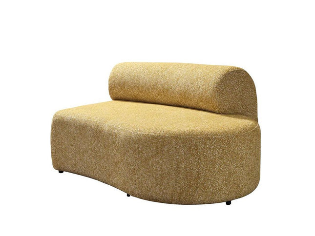 Mustard Boucle Modular Curved Three Piece Sectional With Toss Pillows