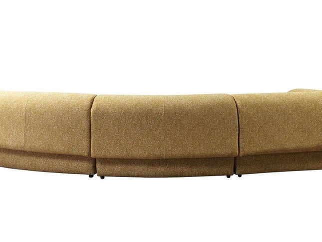 Mustard Boucle Modular Curved Three Piece Sectional With Toss Pillows