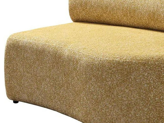 Mustard Boucle Modular Curved Three Piece Sectional With Toss Pillows