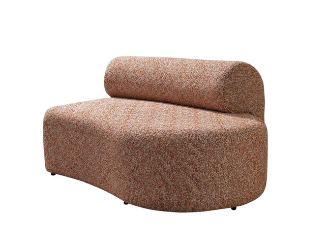 Orange Boucle Modular Curved Three Piece Sectional With Toss Pillows