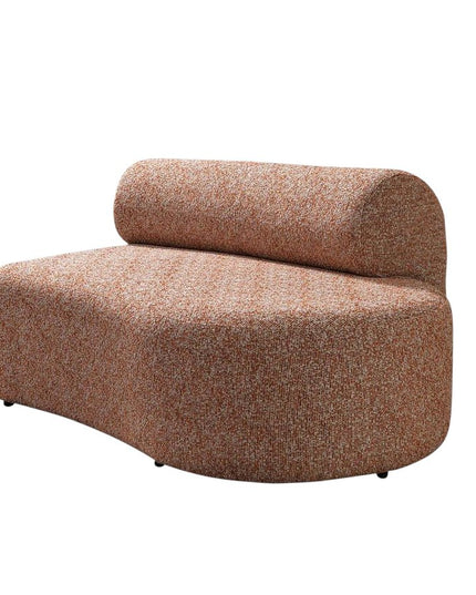 Orange Boucle Modular Curved Three Piece Sectional With Toss Pillows