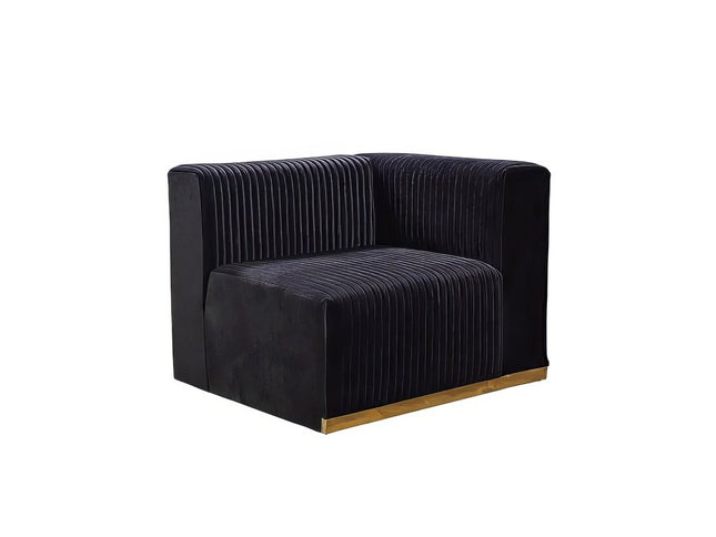 Black Velvet Modular U Shaped Four Piece Sofa and Chaise Sectional With Toss Pillows