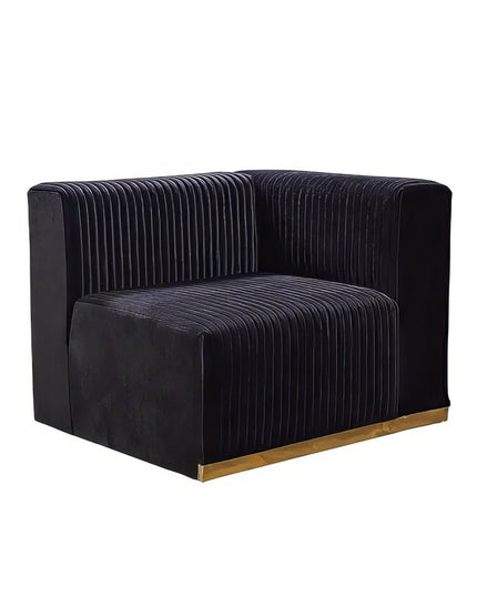 Black Velvet Modular U Shaped Four Piece Sofa and Chaise Sectional With Toss Pillows