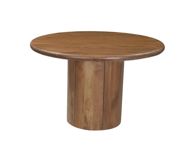 Five Piece Brown Round Solid Wood Dining Set with Four Chairs