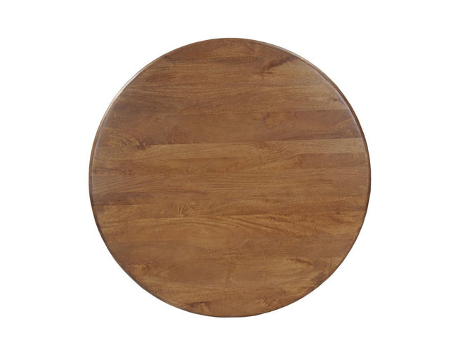 Five Piece Brown Round Solid Wood Dining Set with Four Chairs