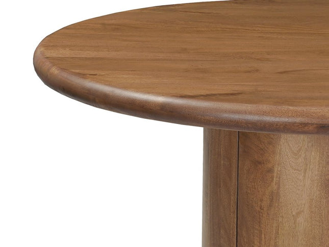 Five Piece Brown Round Solid Wood Dining Set with Four Chairs