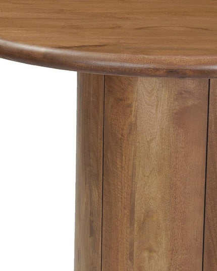 Five Piece Brown Round Solid Wood Dining Set with Four Chairs