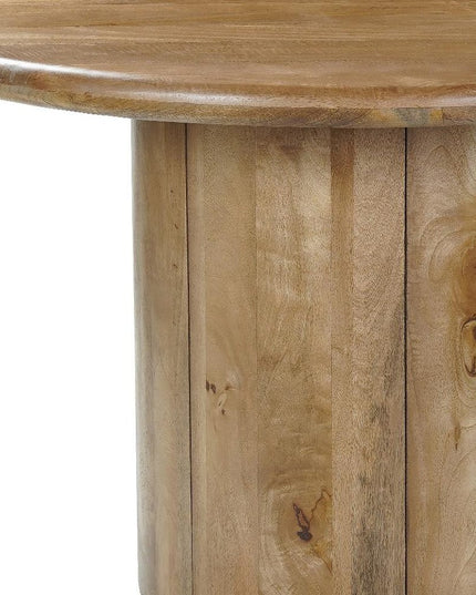 Five Piece Brown Round Solid Wood Dining Set with Four Chairs