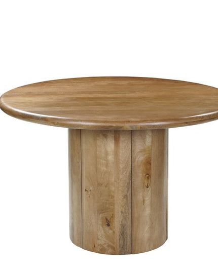 Five Piece Brown Round Solid Wood Dining Set with Four Chairs