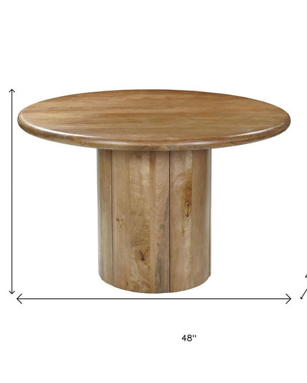 Five Piece Brown Round Solid Wood Dining Set with Four Chairs