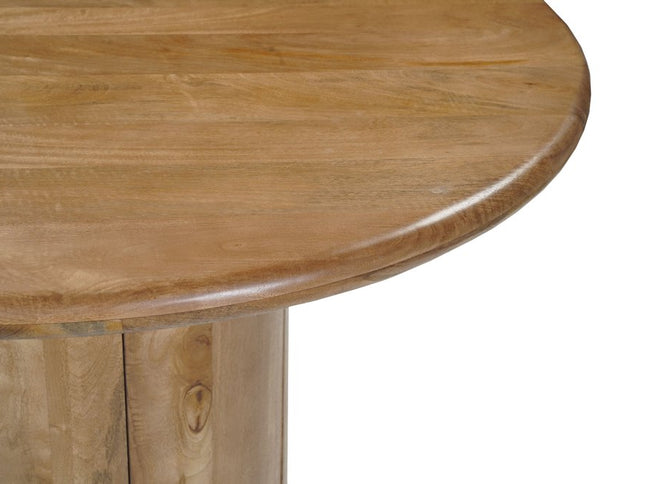 Five Piece Brown Round Solid Wood Dining Set with Four Chairs