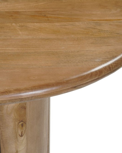 Five Piece Brown Round Solid Wood Dining Set with Four Chairs