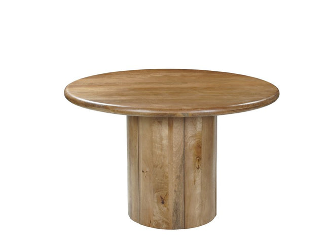 Five Piece Brown Round Solid Wood Dining Set with Four Chairs