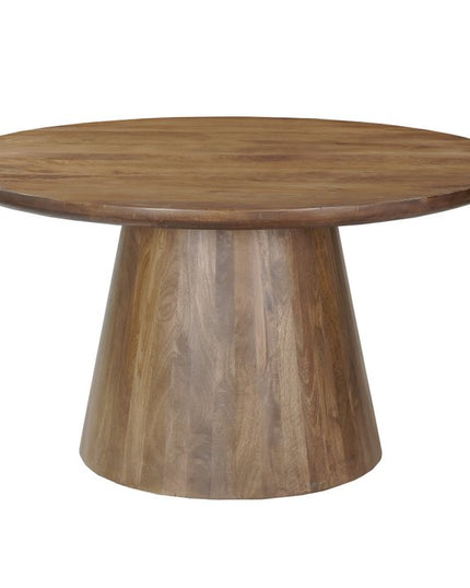 Five Piece Brown Round Solid Wood Dining Set with Four Chairs