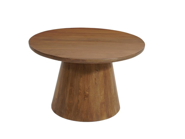 Five Piece Brown Round Solid Wood Dining Set with Four Chairs