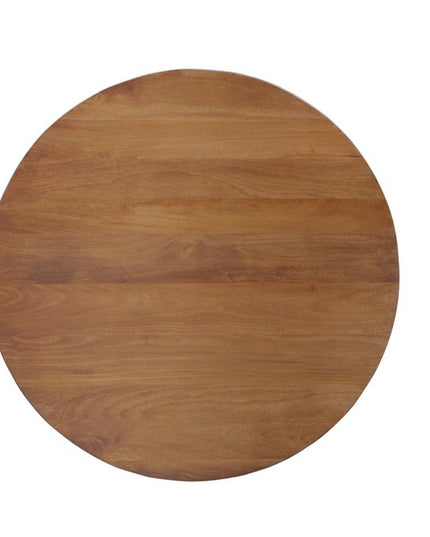 Five Piece Brown Round Solid Wood Dining Set with Four Chairs