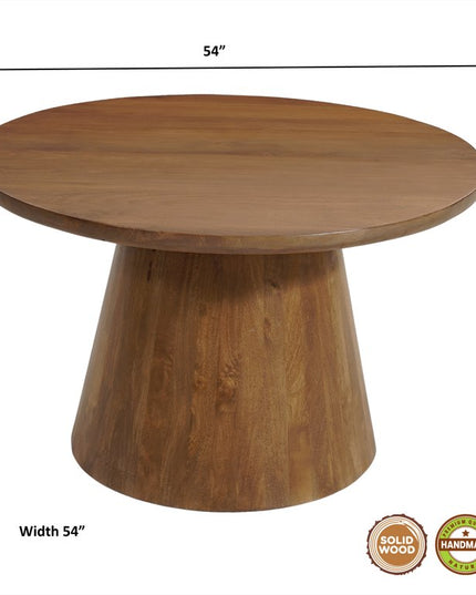 Five Piece Brown Round Solid Wood Dining Set with Four Chairs