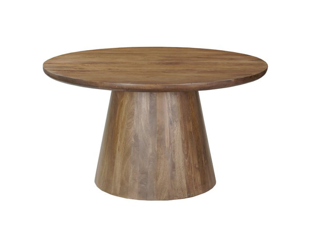 Five Piece Brown Round Solid Wood Dining Set with Four Chairs