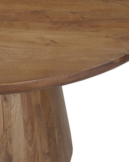 Five Piece Brown Round Solid Wood Dining Set with Four Chairs