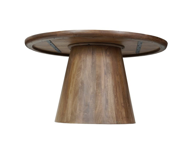 Five Piece Brown Round Solid Wood Dining Set with Four Chairs