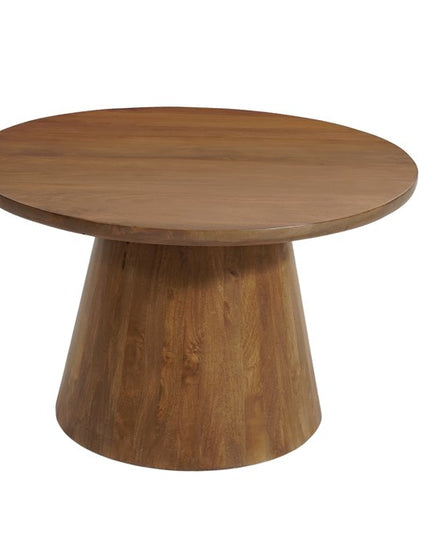 Five Piece Brown Round Solid Wood Dining Set with Four Chairs