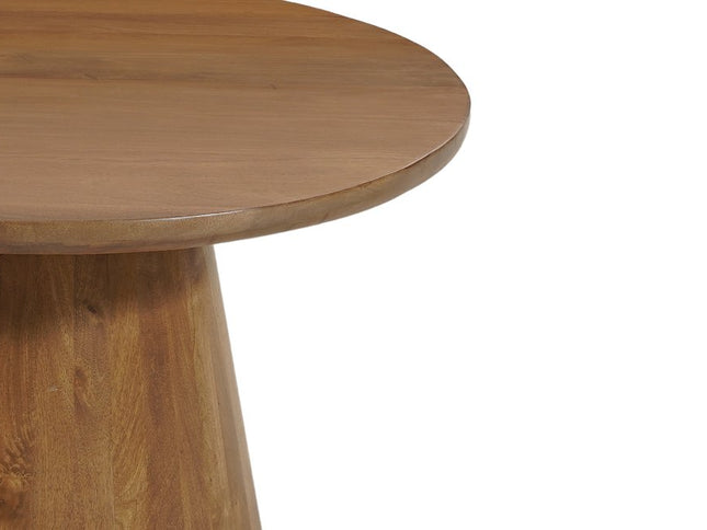 Five Piece Brown Round Solid Wood Dining Set with Four Chairs