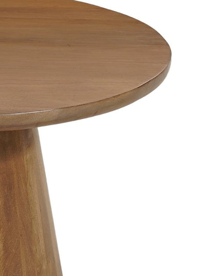 Five Piece Brown Round Solid Wood Dining Set with Four Chairs