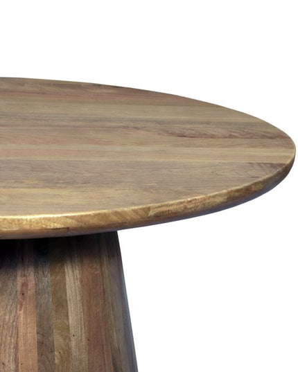 Five Piece Brown Round Solid Wood Dining Set with Four Chairs