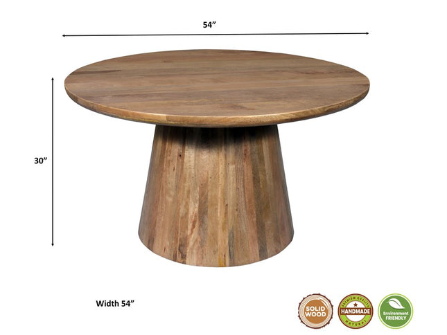 Five Piece Brown Round Solid Wood Dining Set with Four Chairs