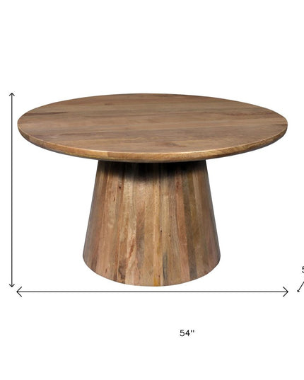 Five Piece Brown Round Solid Wood Dining Set with Four Chairs