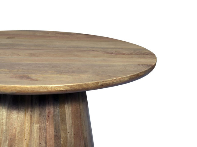 Five Piece Brown Round Solid Wood Dining Set with Four Chairs