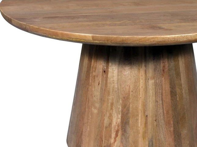 Five Piece Brown Round Solid Wood Dining Set with Four Chairs