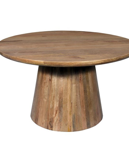 Five Piece Brown Round Solid Wood Dining Set with Four Chairs