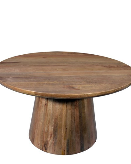 Five Piece Brown Round Solid Wood Dining Set with Four Chairs