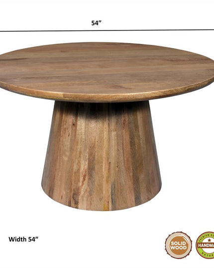 Five Piece Brown Round Solid Wood Dining Set with Four Chairs